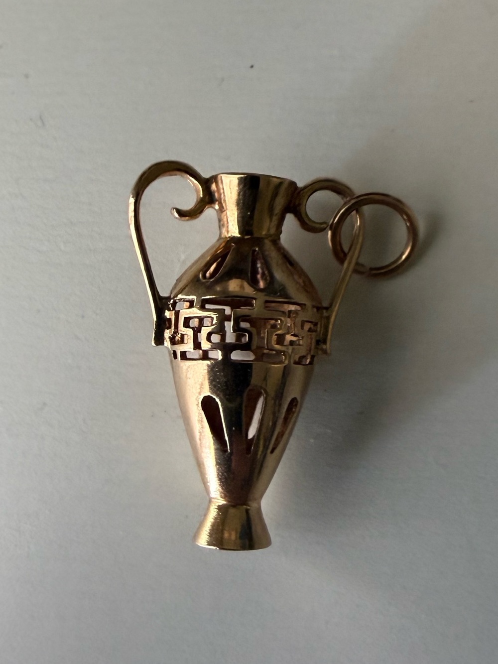 14 Karat Yellow Gold Greek Vase Pendant